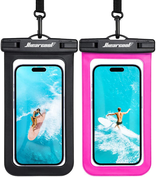 Hiearcool Waterproof Phone Pouch, Waterproof Phone Case for iPhone 16 15 14 13 Pro Max, IPX8 Cellphone Dry Bag Beach Cruise Ship Essentials 2Pack-8.3"
